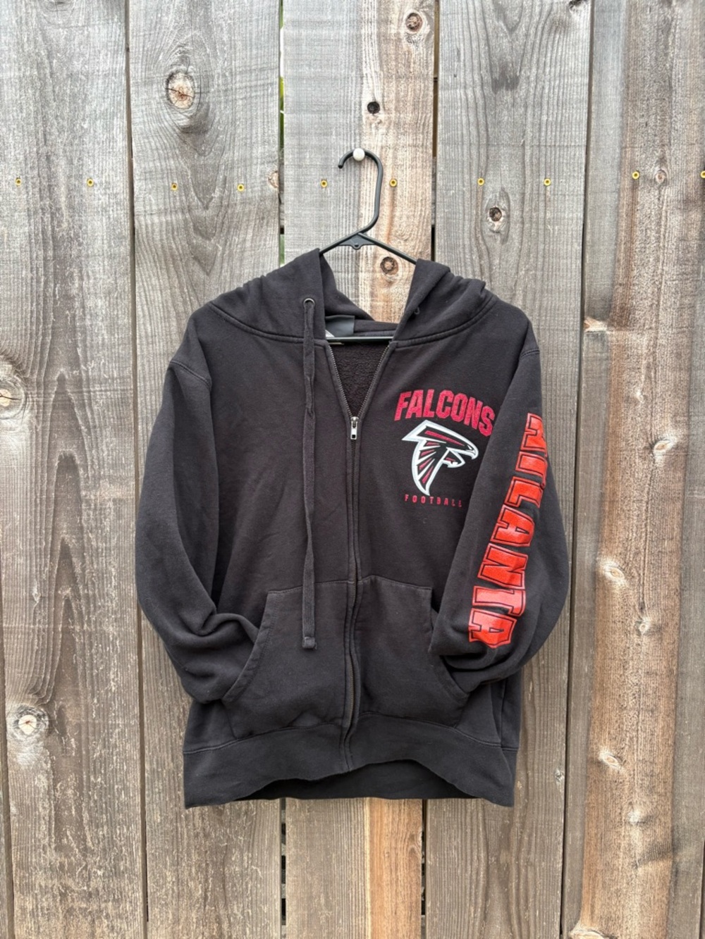 Atlanta Falcons Black Zip-Up Hoodie with Red Graphics